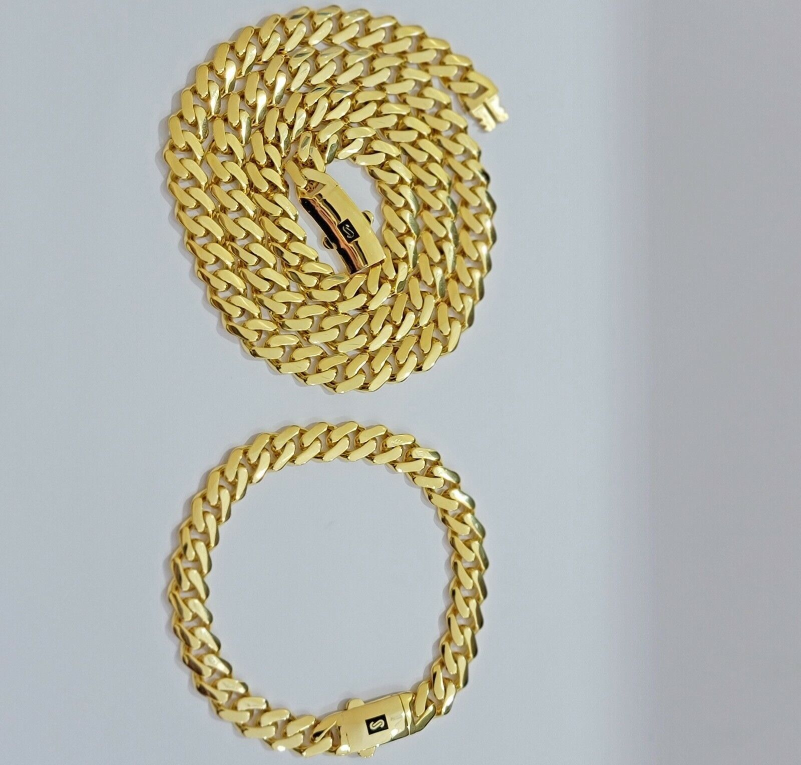 Real 10k Gold Chain Monaco Necklace Cuban Royal Link 8.5 mm 22" Inch Plain ,10KT - GoldenlinQ